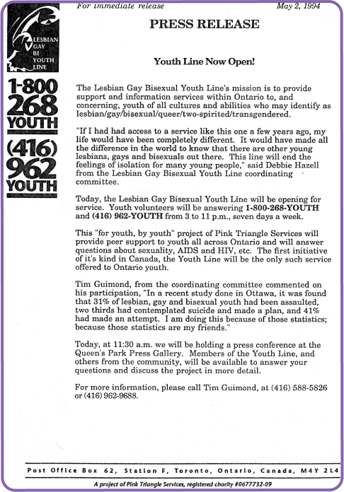 press release for YouthLine