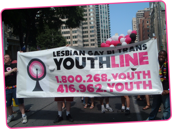 youth carrying a banner of YouthLine